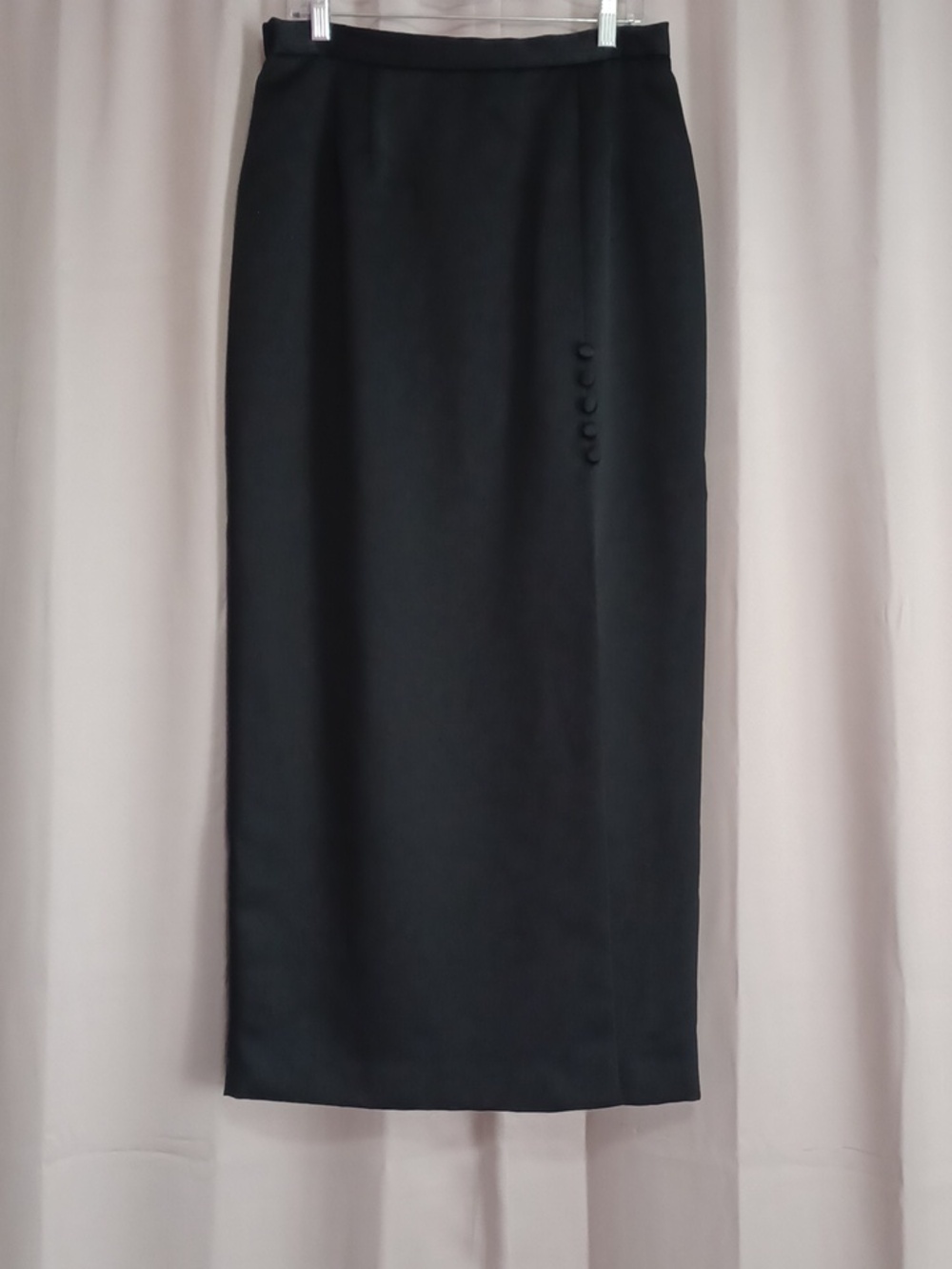 Alex Evenings Satin Column Maxi Skirt Plus Size 14 Button Detail Knee High Slit